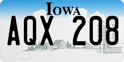 IA license plate AQX208