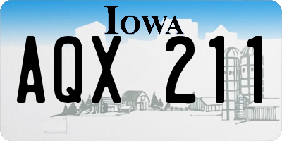 IA license plate AQX211