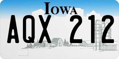 IA license plate AQX212