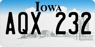 IA license plate AQX232