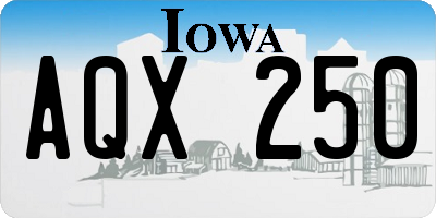 IA license plate AQX250