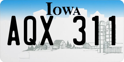 IA license plate AQX311