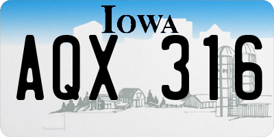 IA license plate AQX316