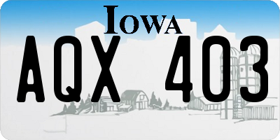 IA license plate AQX403