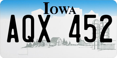 IA license plate AQX452