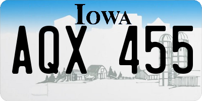 IA license plate AQX455