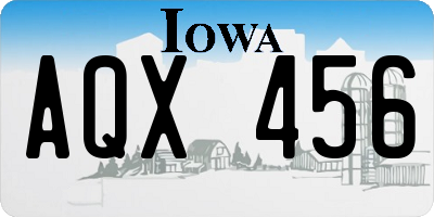 IA license plate AQX456