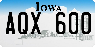 IA license plate AQX600
