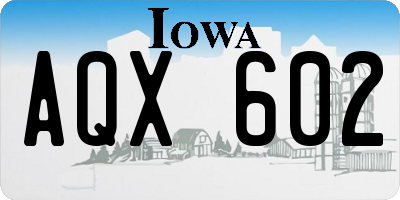 IA license plate AQX602