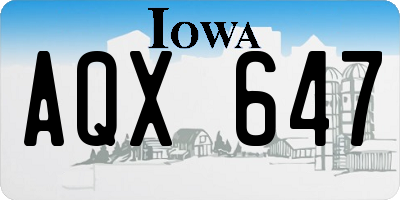 IA license plate AQX647