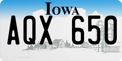 IA license plate AQX650