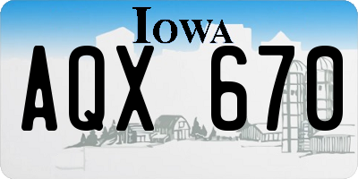 IA license plate AQX670