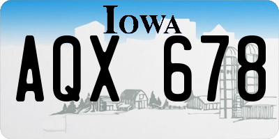IA license plate AQX678