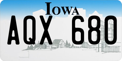 IA license plate AQX680