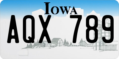 IA license plate AQX789