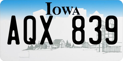 IA license plate AQX839