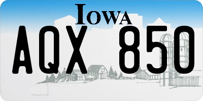 IA license plate AQX850