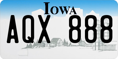 IA license plate AQX888