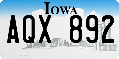 IA license plate AQX892