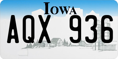 IA license plate AQX936