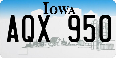IA license plate AQX950