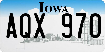IA license plate AQX970