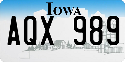 IA license plate AQX989