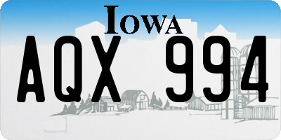 IA license plate AQX994