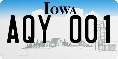 IA license plate AQY001