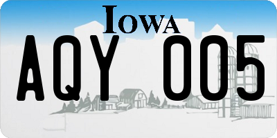 IA license plate AQY005