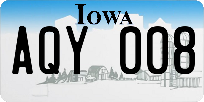 IA license plate AQY008
