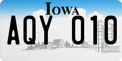 IA license plate AQY010