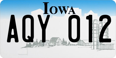 IA license plate AQY012