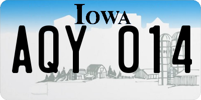 IA license plate AQY014