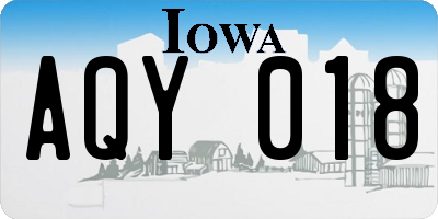 IA license plate AQY018