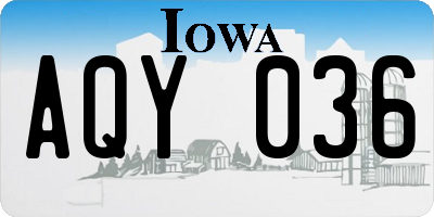 IA license plate AQY036