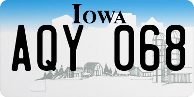 IA license plate AQY068