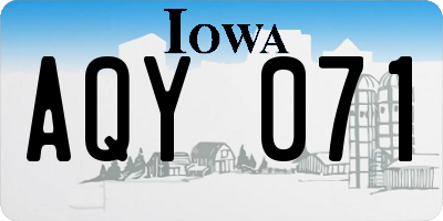 IA license plate AQY071