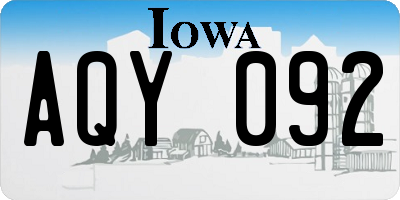 IA license plate AQY092
