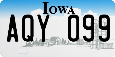 IA license plate AQY099