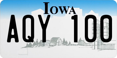 IA license plate AQY100