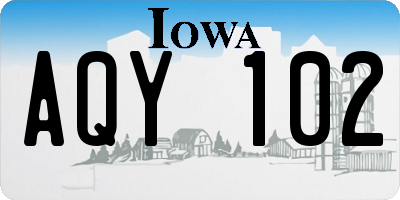 IA license plate AQY102