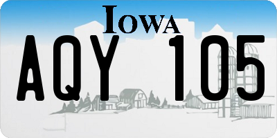 IA license plate AQY105