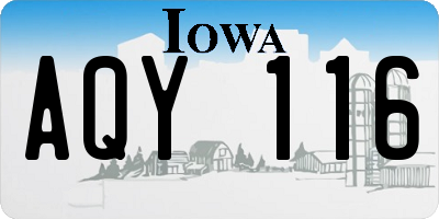 IA license plate AQY116