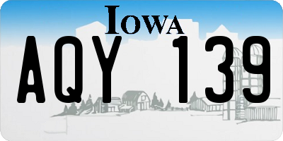 IA license plate AQY139