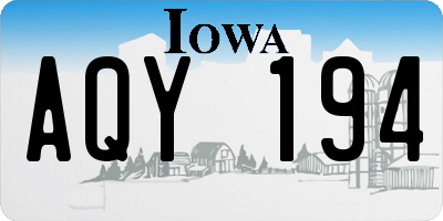 IA license plate AQY194