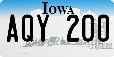 IA license plate AQY200