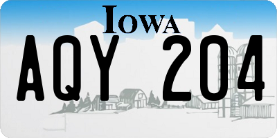 IA license plate AQY204