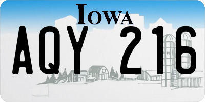 IA license plate AQY216