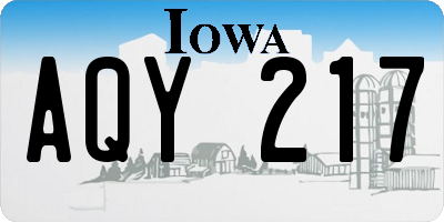 IA license plate AQY217